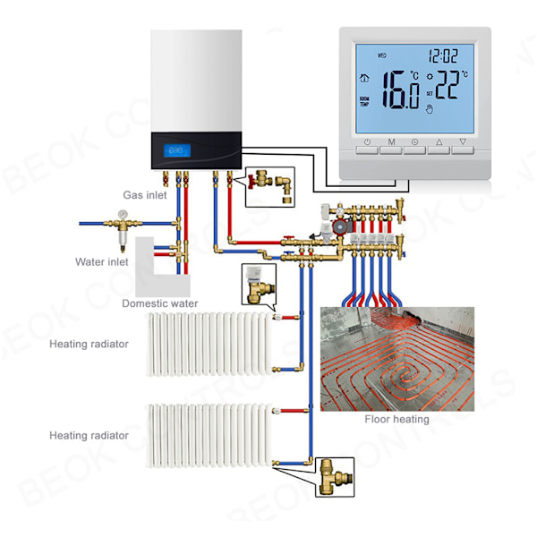 Elektronisk digital termostat med LCD-skjerm veggmontert smart termostat gulvvarme temperaturregulator