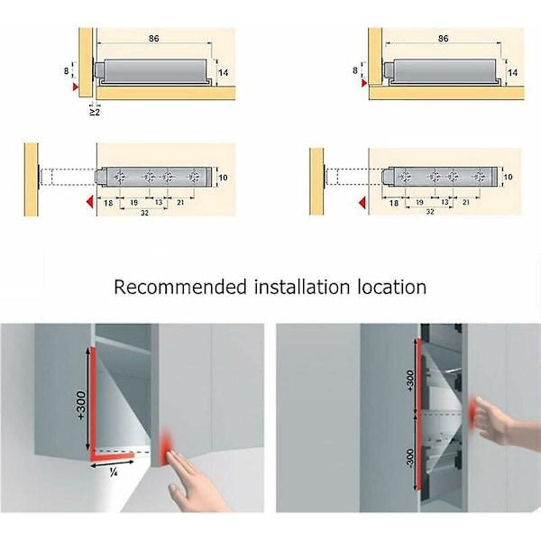 Aktivoi avataksesi magneettilukot Magneettiset ponnahduslukot avaavat ja sulkevat oven yksinkertaisella painalluksella (10 kpl) kokonaispituus 12cm vaaleanharmaa,