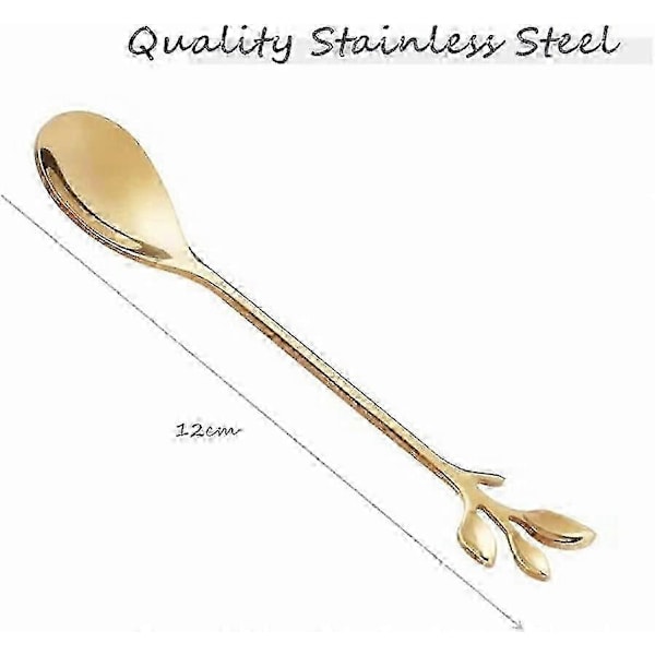 Rustfrit stål blad kaffe omrørings ske Mad service gaffel (ske + gaffel) 10 stk COLOR2