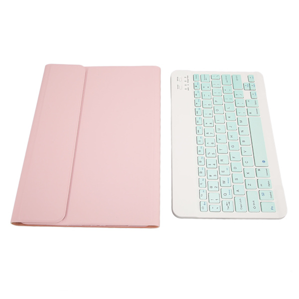 11-tommers Bluetooth-tastatur for nettbrett Trådløst nettbrett-telefon Datatastatur med beskyttende lærveske for OPPO Pad 11 Pink