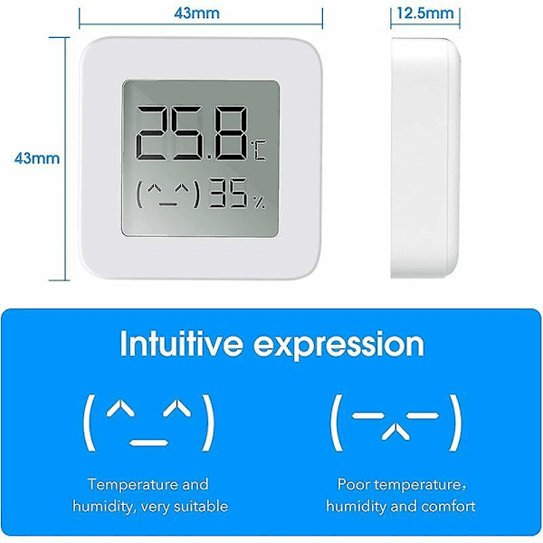 Bluetooth Termometer Hygrometer, Mini Digital Termometer Høj Nøjagtighed Digitalt Indendørs Hygrometer, Bluetooth Fugtigheds Temperatur Monitor til Hjemmet O