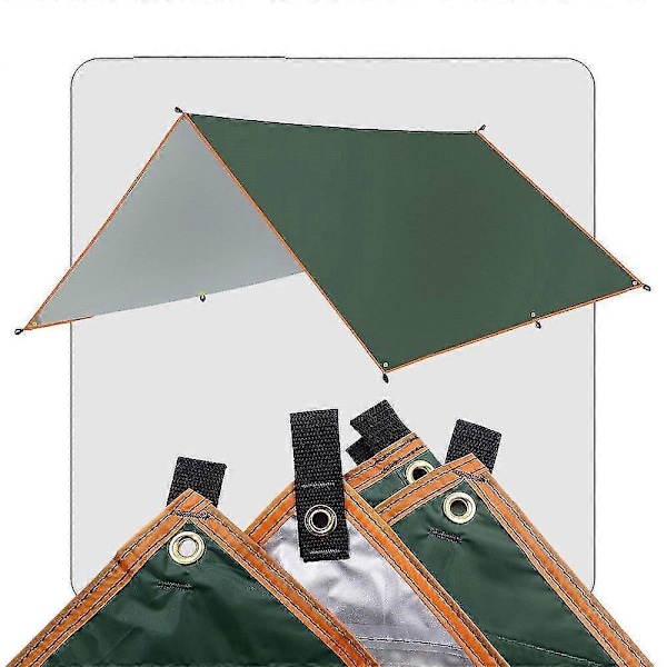 Ultralätt Vattentät Tarp Tält Skärm - 5x3m 4x3m 3x3m Markis - Trädgårdstak Solskydd Grön 3X4M