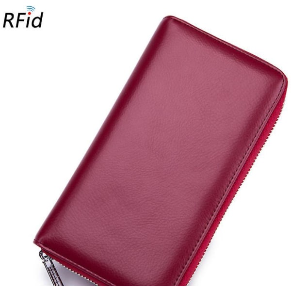 RFID-blokerende ægte læder-pung til mænd og kvinder med stor kapacitet til kort, mønter og checkhæfte