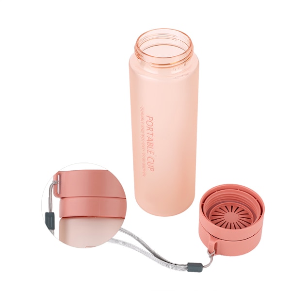 800 ml trendig bärbar vattenflaska med stor kapacitet, läcksäker (rosa)