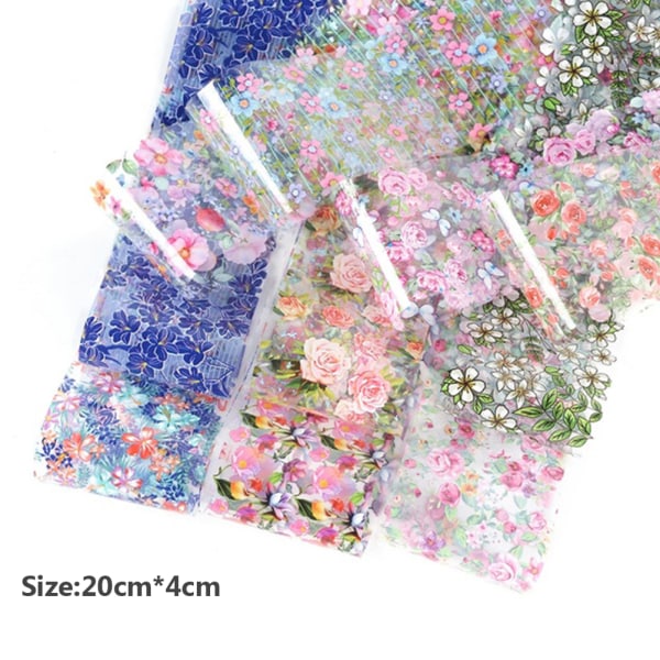 Blomster Nail Art Folie Klæbende Stickers Nail Art Transfer Wraps Decals Manicure dekorationssæt