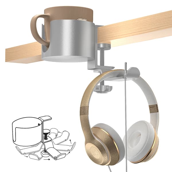 Skrivbordsmugghållare med hörlurshängare