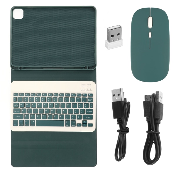 För IOS Tablet Pro Tangentbord Magnetisk Löstagbar Auto Sleep Pennshållare Kickstand Trådlöst tangentbord med case Mus Grön