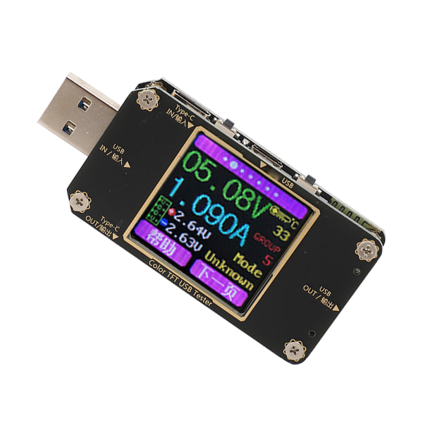 USB Voltmeter Ammeter Färg LCD Display Spänning Ström Tester Digital Strömdetektor PD Snabbladdning