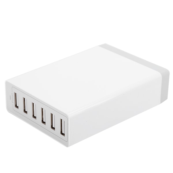50W10A 6-port intelligent multifunktionel skrivebordsoplader med flere porte USB-oplader hvid US 100V-240V hvid US