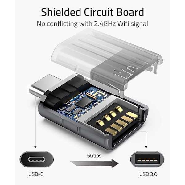 USB C til USB-adapter - 2-pak, USB C-han til USB3-hun, kompatibel med MacBook Pro/Air 2021, iMac, iPad Mini 6/Pro (2 stk.)