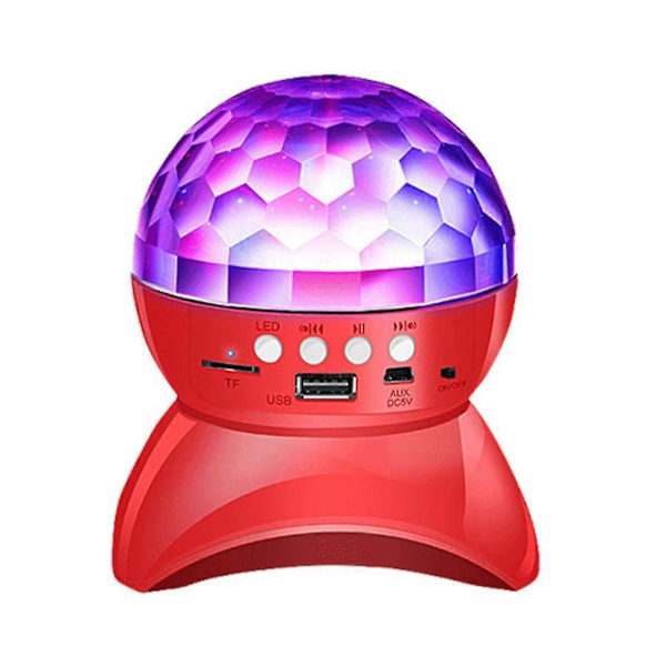 Diskokula Hemmafest Lampa Trådlös Högtalare, Bluetooth Högtalare Diskokula LED Kreativ 360 Graders Roterande Nattlampa, (Svart) zd r Röd