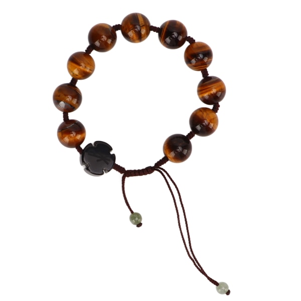 Tiger Eye Stone Armbånd Håndlaget Justerbar Helbredende Naturlig Runde Beaded Armbånd for Kvinner Menn