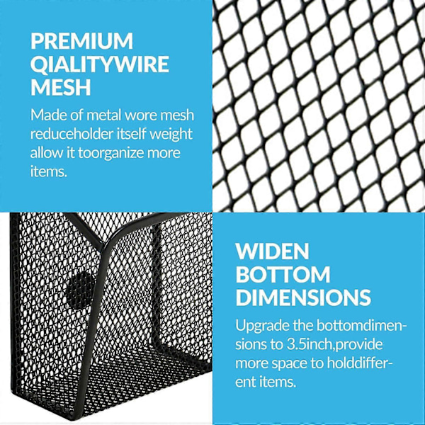 Magnetisk Pennhållare - 2-pack Magnetisk Pennförvaringslåda Organizer, Enkel Stark Magnet Mesh Markörförvaringshållare Pennkorg (Svart)