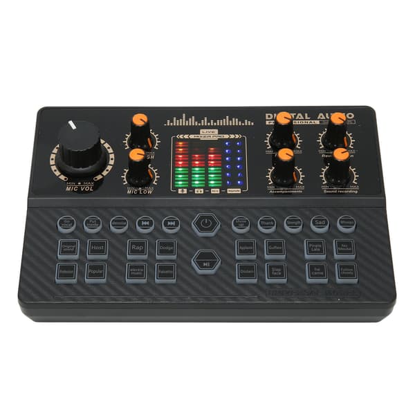 Mini Sound Mixer Board Intelligent Støjreduktion Bluetooth Trådløs Live Sound Card Stemmeforvrænger til Live Streaming Sort