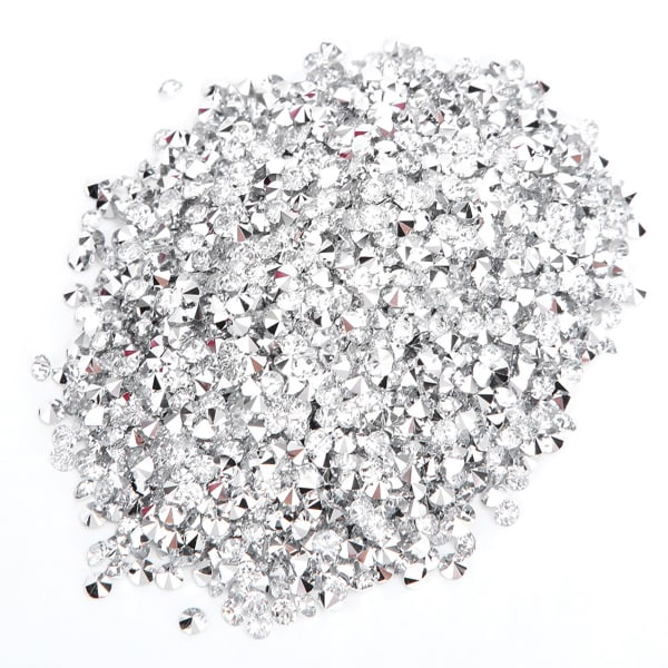 Diamant med sølvplate bunn spiss dekorasjon Diamant 3 mm (hvit med sølvbunn)
