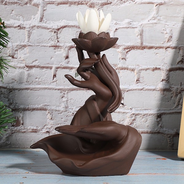 Bergamot Lotus Heart Rökelsebrännare Innovativ Backflow Hem Användning Keramisk Dekoration
