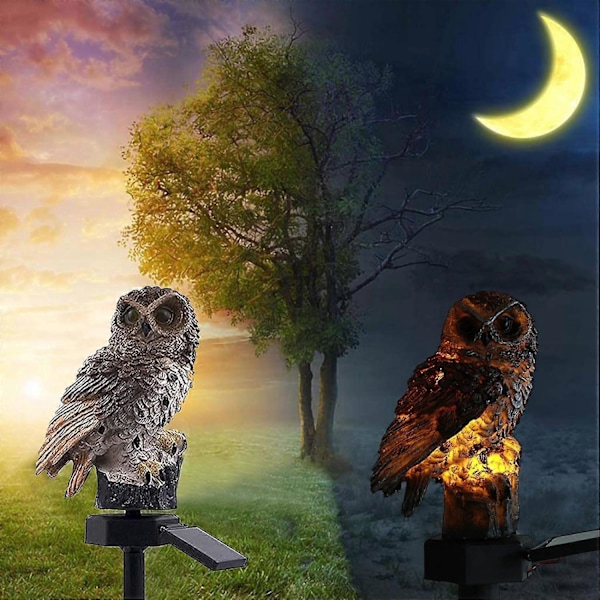 Pöllö Aurinko LED Valo Puutarha Aurinkovalo Ulkokoriste Hartsi Pylväs Puutarha Nurmikko Polku Piha Deco
