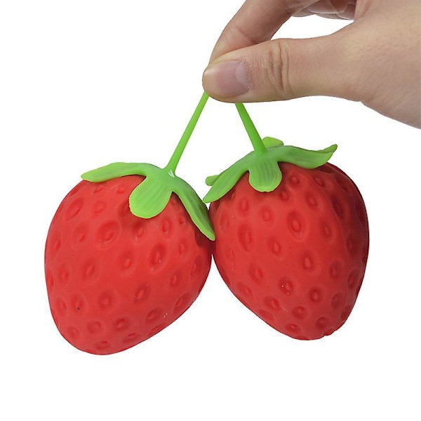 Jordbær Squishy Stressbolde - 4-pak, Sanse Legetøj til Børn og Voksne, Klem Legetøj til Stressaflastning, Sjov og Holdbar Fidget Legetøj