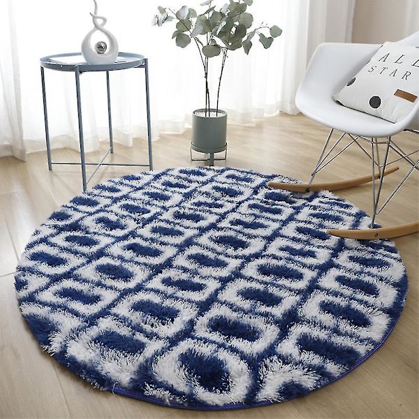 Myk og fluffy rund shaggy teppe | 40 cm diameter | Høy haug | Ideell for stue eller soverom