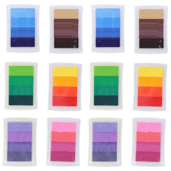 12 st 4 färger gradient bläckdyna set färgglada DIY hantverk kort presenttillverkning stämpelplattor