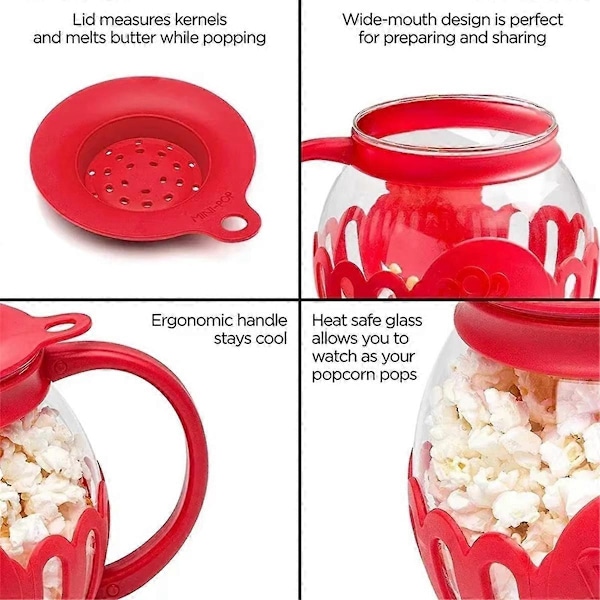 Mini Maskinsäker Silikonlock Popcorn Maker Röd