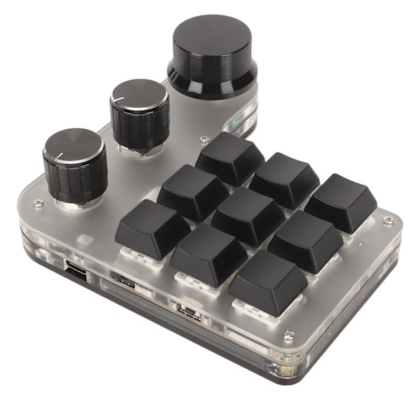 DIY programmerbar tastatur med RGB-lys 9 taster 3 knotter kablet USB trådløs Bluetooth mekanisk tastatur for kontor svart