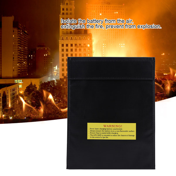 Brandsäker väska Li po Batterisäkerhet Bärbar tvåstorlekspåse Laddningssäck (svart S)