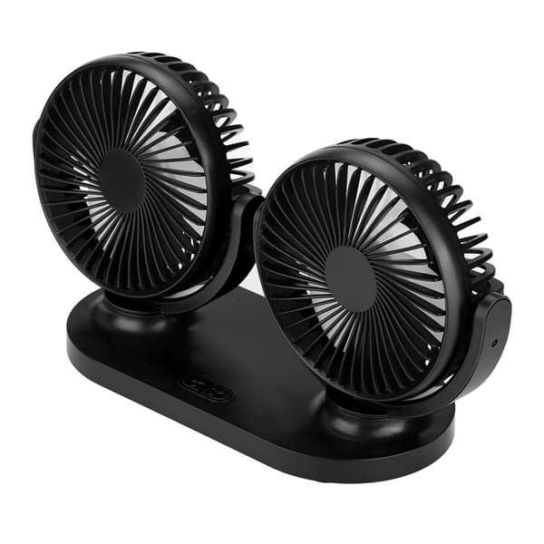 USB Dobbelt Hoved Bilventilator Bærbar Klimaanlæg Auto Køler Ventilation 12V Sort