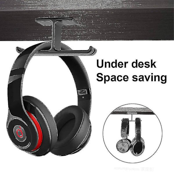 Aluminium Headset-hållare för under skrivbordet, svart