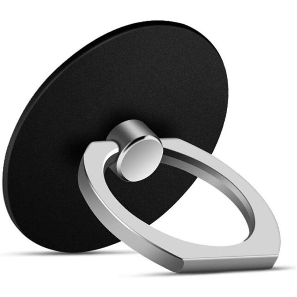 Svart-fingerformet telefonholder ring 360 grader rotasjon metall for iPhone Samsung Galaxy Note Huawei-serien