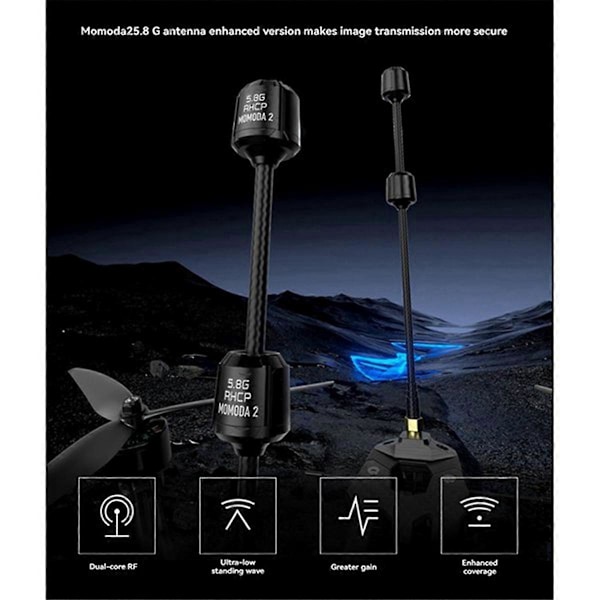 2 KPL Momoda2 5.8G Kaksoisantenni RHCP SMA Dual-Core RF RHCP
