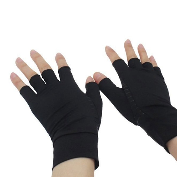 1 par halvfingerhandskar med hög stretch, lätta, högdensitet, solskyddshandskar för utomhusridning, svarta, M
