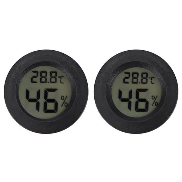 2 STK Mini Digital LCD Termometer Hygrometer Rund Form Temperatur Fuktighetsmåler for Reptilboks