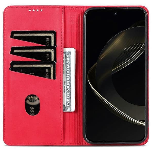 AZNS Compatible Case for Samsung Galaxy A56 5G, PU Leather Wallet Case with Cowhide Texture Red