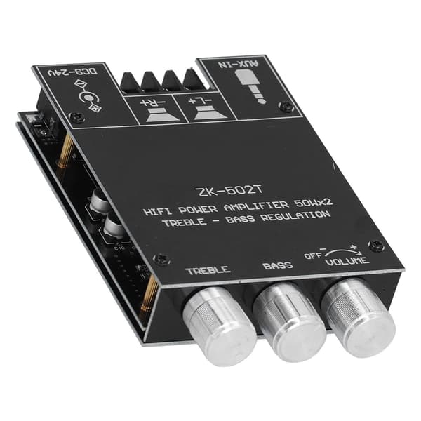 Effektforstærkerkortmodul Bluetooth Stereo Dual Channel AMP med diskant-basstyring ZK‑502T