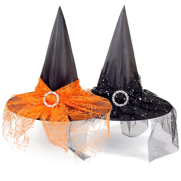 2 st Halloween Vintage Häxhattar Spets Slöjor Häxhattar Halloween Cosplay Kostym Tillbehör Festartiklar för Vuxna Barn
