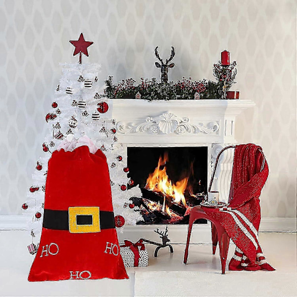 Julemandssæk Oversized Julemandsbælte Snøresæk Rød Julemand Snøresæk Stofpose Jule Personlig Julemandssæk Snøre Gavepose Til Ch