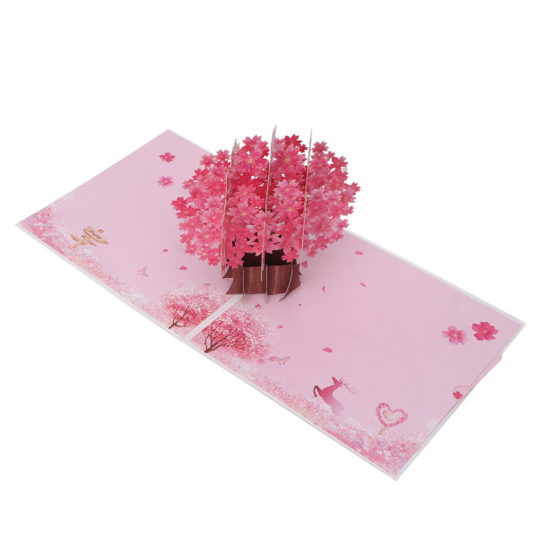 3D Cherry Blossom Pop Up Card Utsøkt papirskulptur Romantisk bursdagskort for mor Ektemann Kone Par Venn