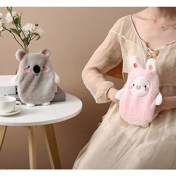 Lapin-Rose kuumavesipullo pehmeällä luonnonkumisuojuksella, tiivis kuumavesipullo irrotettavalla suojuksella, 0,5 litraa, tarjoaa lämpöä ja mukavuutta Perf