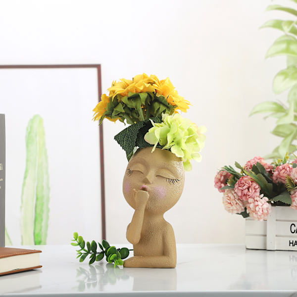 Mannequin Resin Blomkruka Ansikte Blomkruka Trädgårdsdekoration