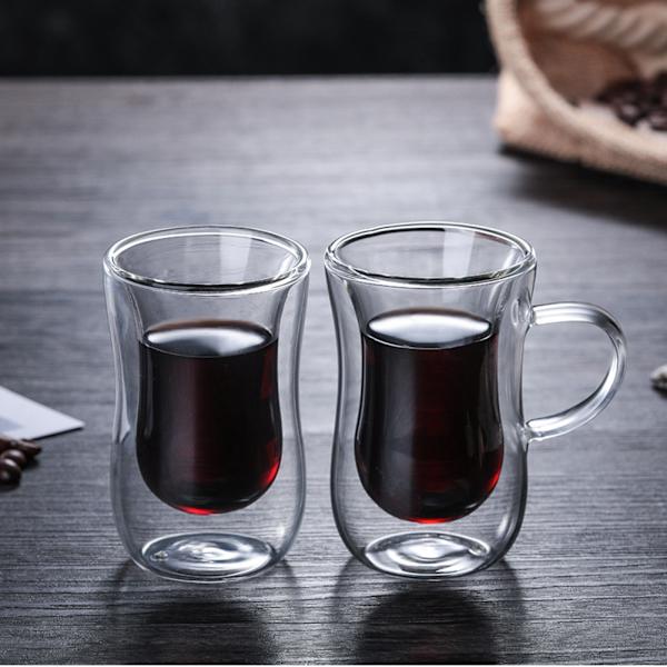 Dubbelväggig glas klar anti-skållning kaffe öl mjölk mugg kopp