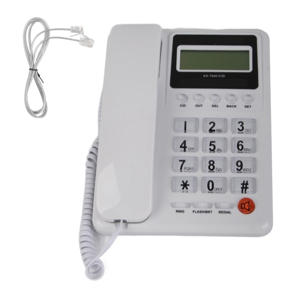 KXT8001CID Stationär trådbunden telefon Hem Hotell Fast telefon med LCD-skärm Återuppringningsfunktion FSK DTMF(Vit )