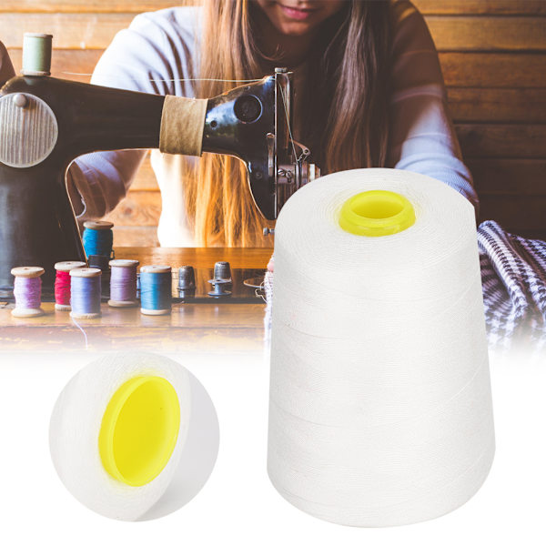 Sytråd 8000 meter högkvalitativ polyester hushålls klädtillbehör (vit)