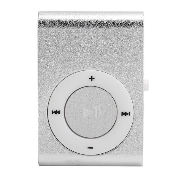 Kannettava digitaalinen musiikkimediasoitin MiniMP3 BackClip-soitin kuulokkeilla ja USB kaapelilla (hopea)