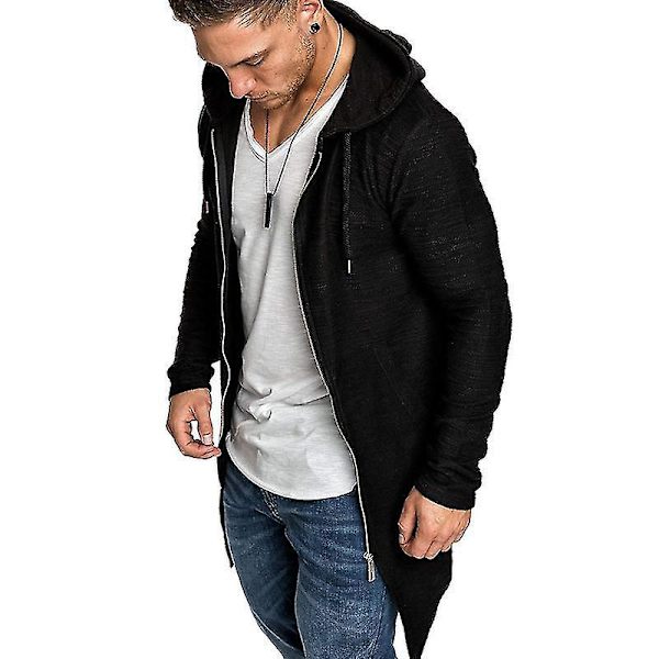 Sporty herre glidelås hettegenser jakke 2XL svart