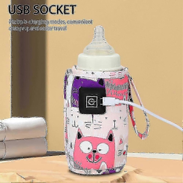 Babyflaskevarmerpose USB, 3-trinns temperaturkontroll, Isolasjonshylse Gul