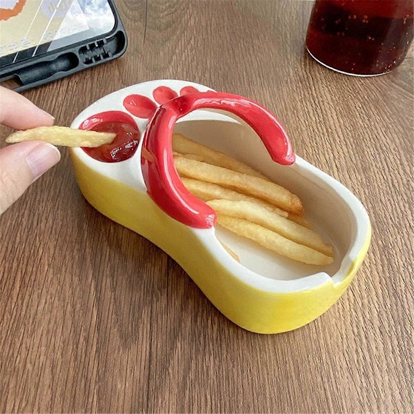 Pommes frites-tallerken, morsom tøffelformet for restaurant, hjem, oransje