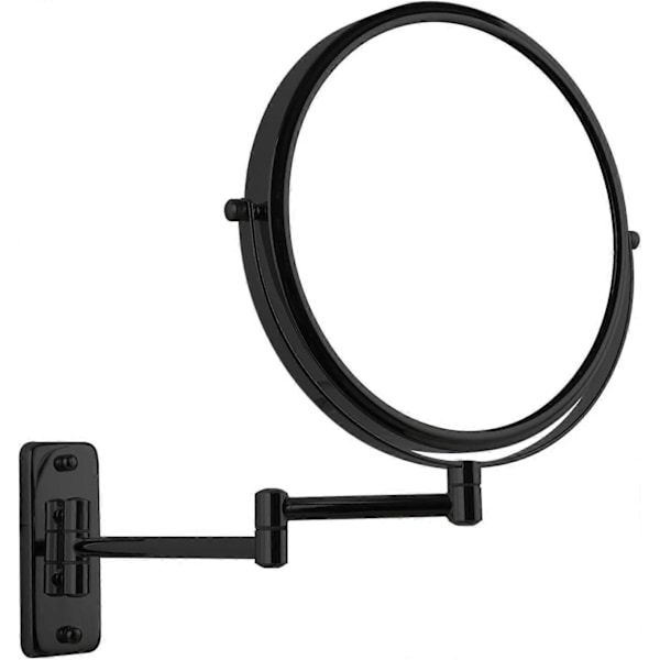 8\" Badrumsspegel med Förstoring, Väggmonterad, 1X/10X Dubbelsidig Rakspegel med 360° Rotation, 12\" Vikbar Teleskopisk Utdragbar Arm, svart