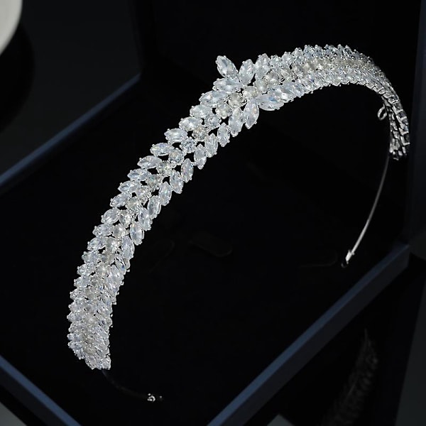 Cubic Zirconia Brudeslør og Krone Hårtilbehør for Kvinner 1 Stykke