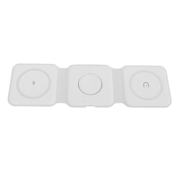 3 i 1 trådløs lader for iPhone magnetisk sammenleggbar 3 i 1 ladestasjon reiselader for flere enheter hvit